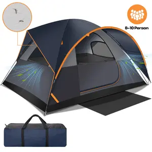 8-10 Person Camping Tent, Waterproof Family Tent with Removable Rainfly, Easy Setup Portable Tent for Camping, Hiking, Backpacking, Family Trips