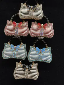 (410-412) 2PCS Rhinestone Bow Handbag Charms | Cute Purse Pendant for DIY Jewelry