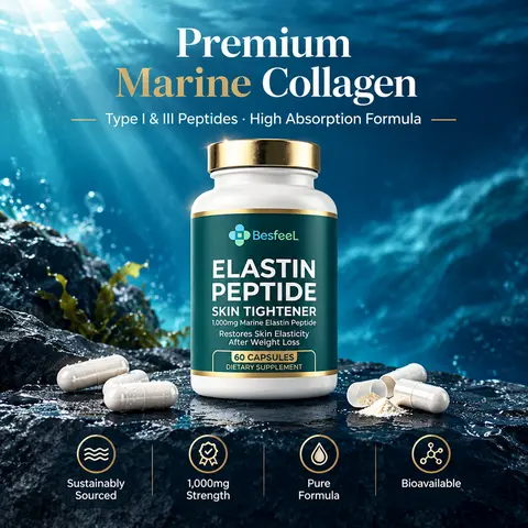 Elastin Peptide Dietary Supplement - 60 Capsules for Advanced Skin Firmness Support, Beauty Enhancement, Fitness Boost