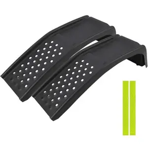 Black 8 Inch Car Ramps with Reflective Stickers, 8,000 LBS Total Capacity Heavy Duty Steel Ramps for Truck & SUV Maintenance, Vehicle Repair Service, 2 Pack