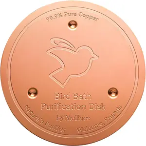 Bird Bath Copper Disk, 0.6mm Reinforced 99.99% Pure Copper Cleaning Disk for Physical Safe Clean Water All-Season, Universal Fit for Outdoor Birdbaths, Bowl, Bird Bath Solar
