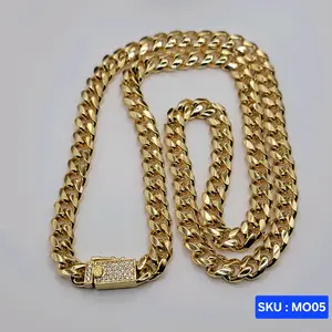 Cuban link plain Chain 24 Inches  Laminated Gold 8 Millimeters. Chain only