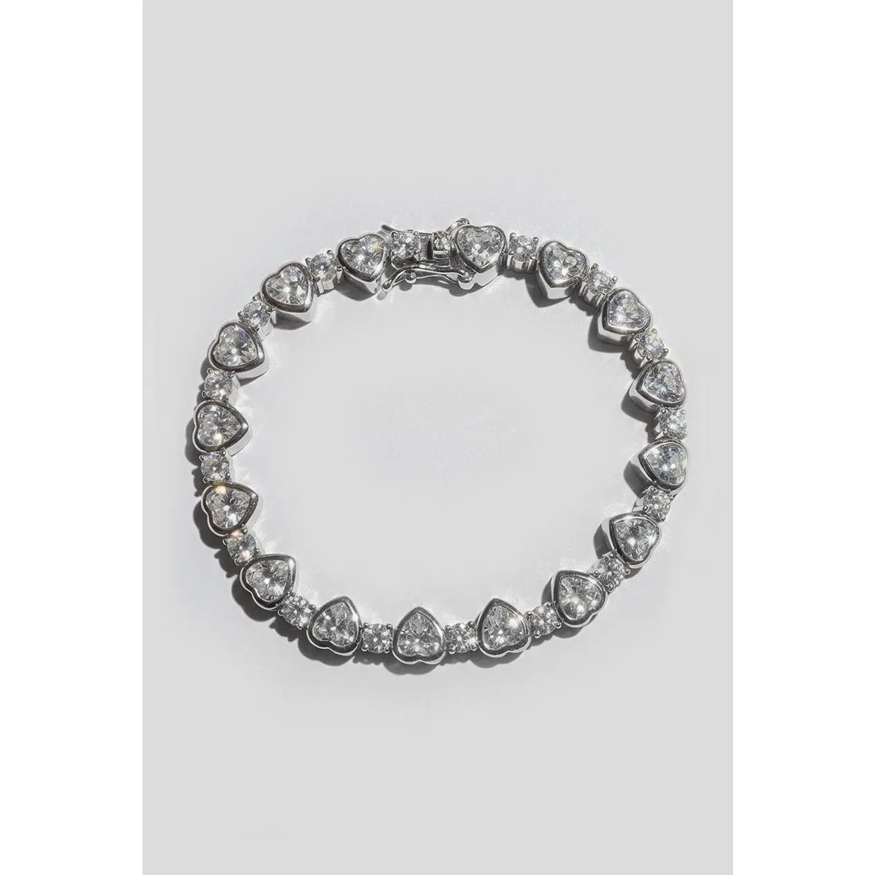 Heart Bezel Tennis Bracelet White Crystals