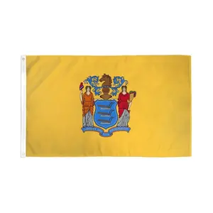 3x5ft Polyester New Jersey Flag Banner - Dye Sublimation Printing, Bold Colors, Reinforced Header Tape, Reinforced Edge for Home, Festive Party Backdrops