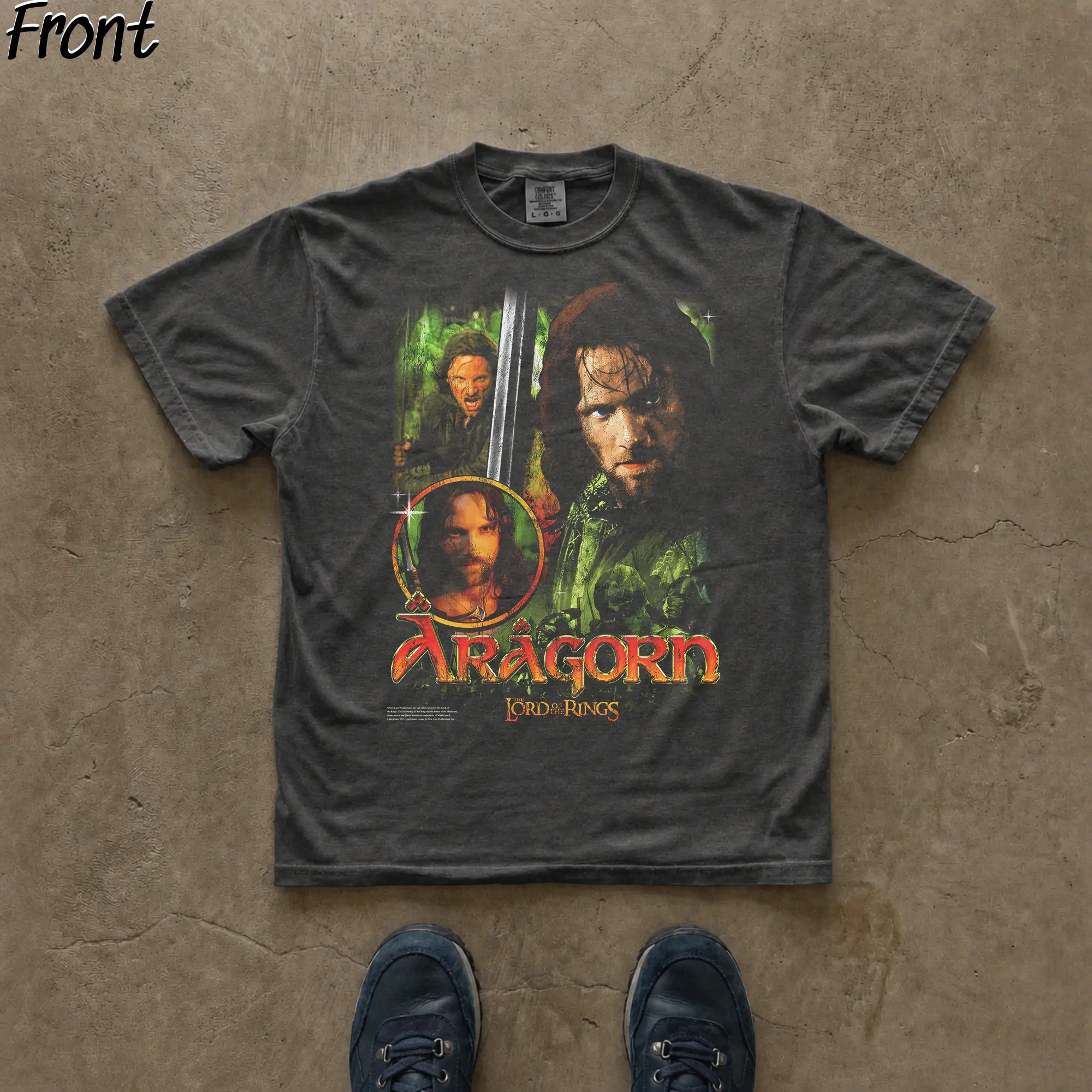 Gildan Men's Vintage Aragorn Graphic T-Shirt - Lord of the Rings, Middle Earth, J.R.R. Tolkien, Ranger of the North, King of Arnor - Short-Sleeve, Casual Streetwear, Minimalist Fit Menswear Top, Vintage T-Shirts, Casual T-Shirts