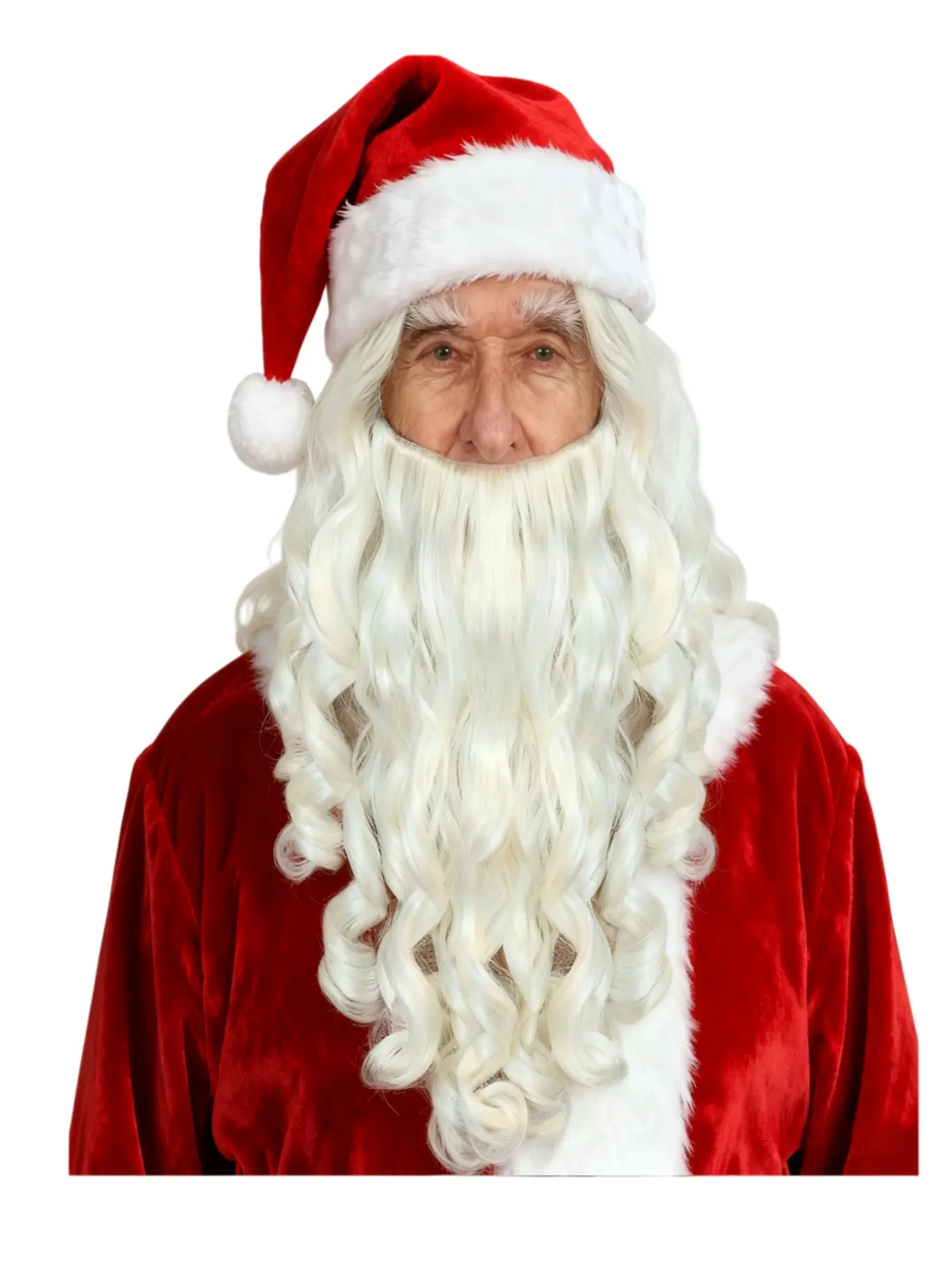 Long Curly Hair Christmas Driving Decoration Wig, Paired with Christmas Hat, Santa Claus Men's Wig, Festive Holiday Accessory, Wavy Synthetic Hairpiece