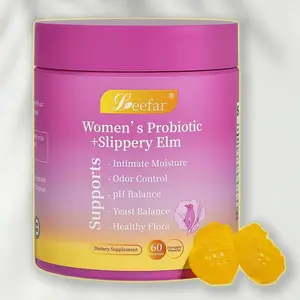 LEEFAR Her Juicy Feminine Probiotics Gummies- All in One Solution with Slippery Elm and Prebiotics&Lactobacillus Probiotic Blend for Women’s pH Balance and Dryness - Support for vag dryness and overall intimate comfort.