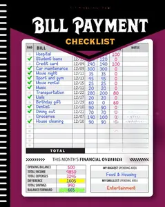 Monthly Bill Payment Checklist: Bill Tracker Notebook, The 4-Year Guide for Families & Money Managers, 960 Billing Records Included! Paperback – Large Print, January 12, 2024