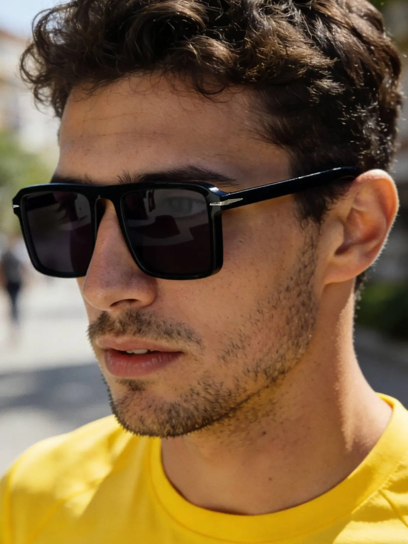 Men's Square Frame Sunglasses, Classic Lightweight Fit, Soft Colored Lenses, Casual Style for Daily Outdoors Commuting, Trendy Square Sunglasses