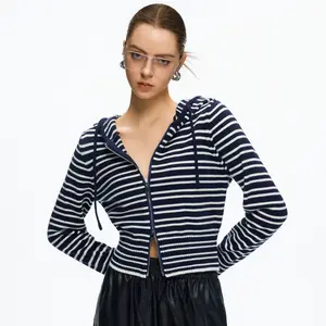 JCCC Striped Short Cropped Knit Top Womens Fashion Tops Hoodies for Women Pullover Oversized Sweatshirts Long SLeeve Shirts Striped Womens Hoodies
