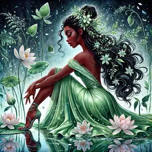 Lotus Pond Pattern DIY Diamond Arts Colorful Painting Kit Without Frame, DIY 5D Diamond Arts Colorful Painting Kit, Wall Art Decor for Home Handicraft