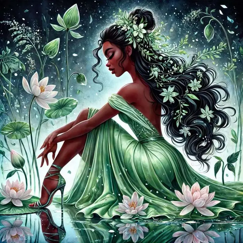 Lotus Pond Pattern DIY Diamond Arts Colorful Painting Kit Without Frame, DIY 5D Diamond Arts Colorful Painting Kit, Wall Art Decor for Home Handicraft, DIY Handmade Crafts