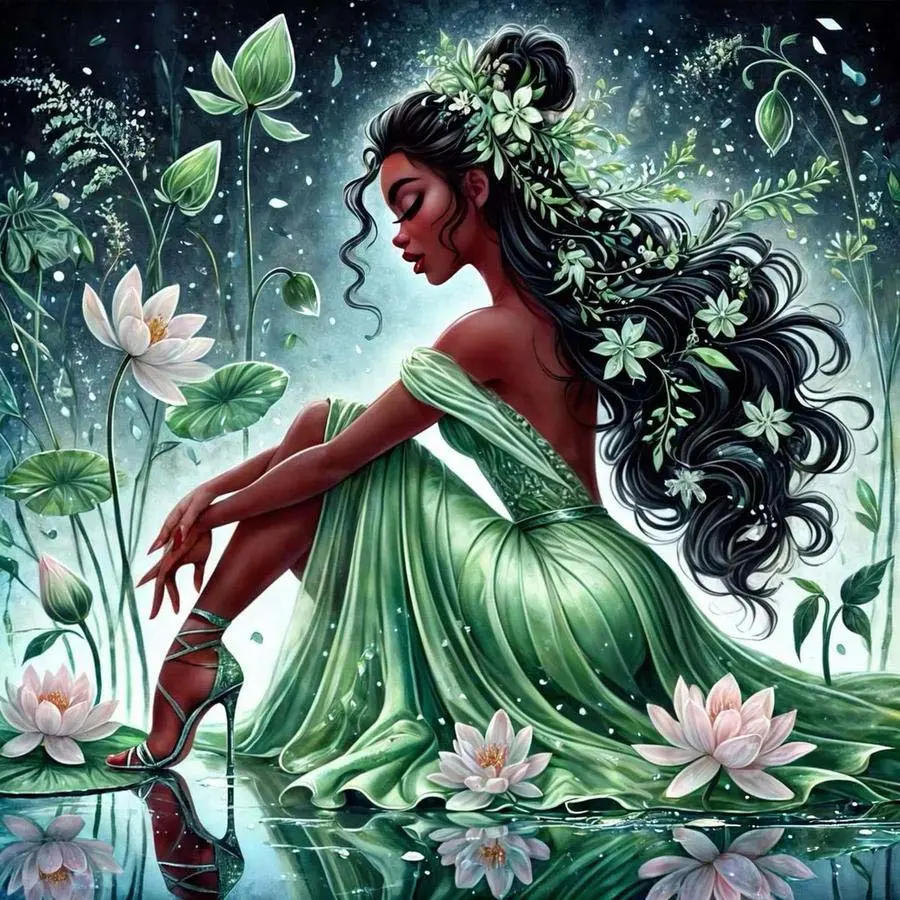 Lotus Pond Pattern DIY Diamond Arts Colorful Painting Kit Without Frame, DIY 5D Diamond Arts Colorful Painting Kit, Wall Art Decor for Home Handicraft