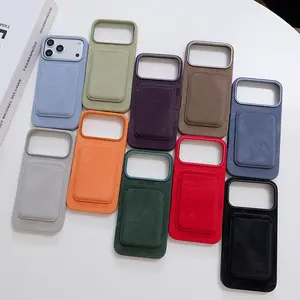 Suitable for Apple 17 Pro Phone Case Leather Flannel with Card Holder Apple 17 Pro Max Phone Case Magnetic Anti-drop Cellphone
