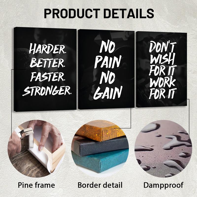 3Pcs Wooden Framed Canvas Painting, Black And White Cityscape With Motivational Quotes, Exquisite Poster, Home Decoration, Pattern Wall Art Decor, For Living Room, Bedroom, Office, Restaurant, Bar Wall Decor, Odorless, Painting, Print Artwork.