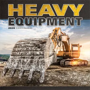 Heavy Equipment | 2026 12 x 24 Inch (Hanging) Monthly Square Wall Calendar | Plastic-Free | BrownTrout | Vehicles Machinery