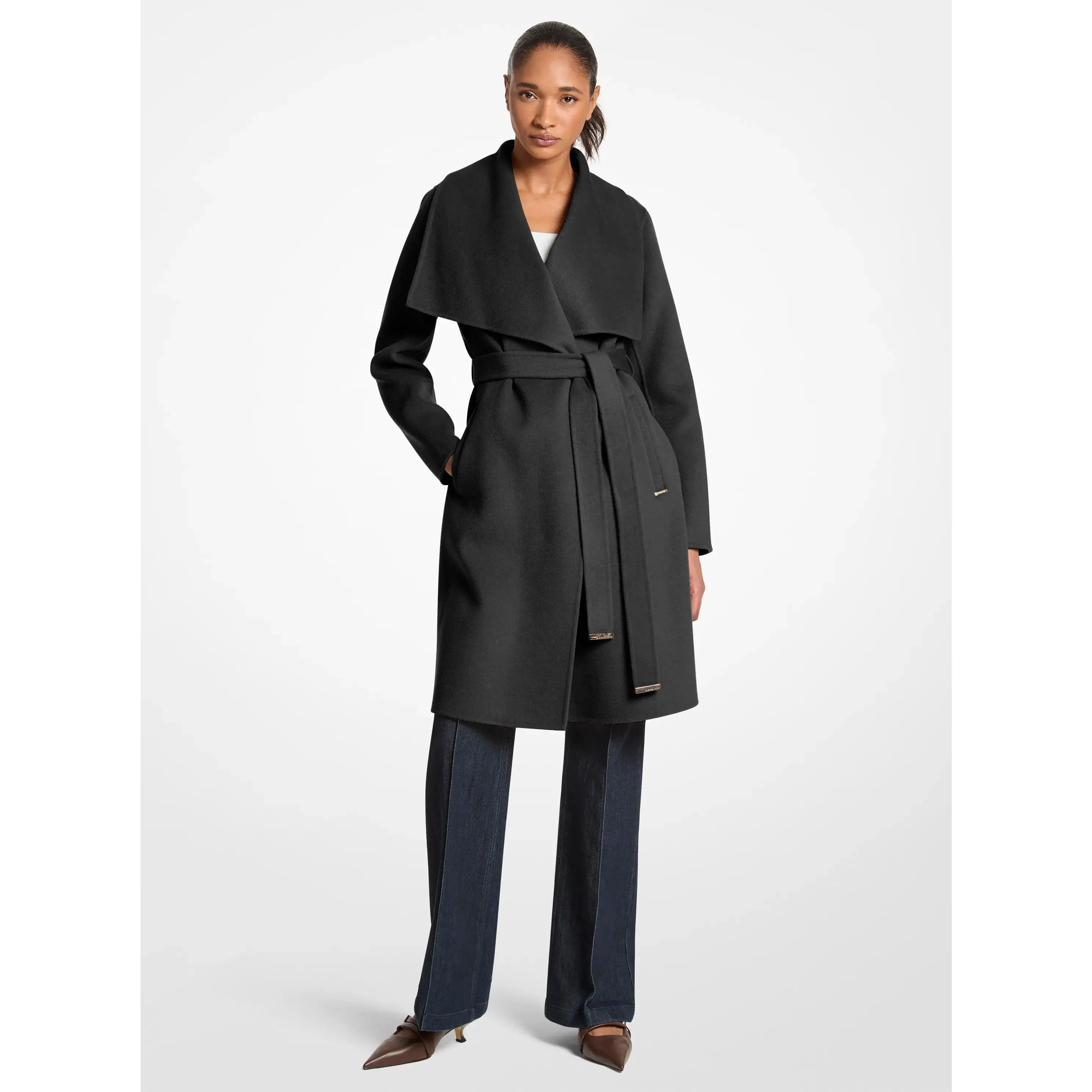 Wool Blend Wrap Coat
