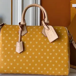 Yellow Logo Leather Crossbody