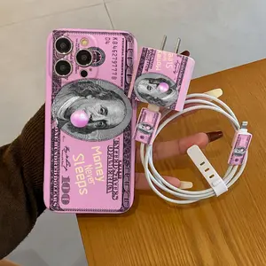 5-Piece Set Fashion Simple Design Charger Protective Case Cover Data Line Protector Silicone Cable Tie for iPhone Series Smartphone Cellphone Protection Accessories