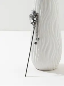 Elegant Vintage Flower Design Hair Pin, Faux Pearls Decor Metal Hair Pin, Fashionable Hair Accessories, Exquisite Trendy Gifts for Women & Girls, Unique Floral Accents, Durable Alloy Material, Perfect for Updos, Alloy Hair Clip, Hairpin