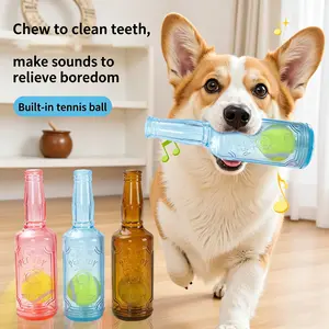 New Dog Toy Sound Bottle, Durable Chewable Floating Bottle with Tennis Ball, Pet Toy for Dogs, Fun and Interactive Playtime