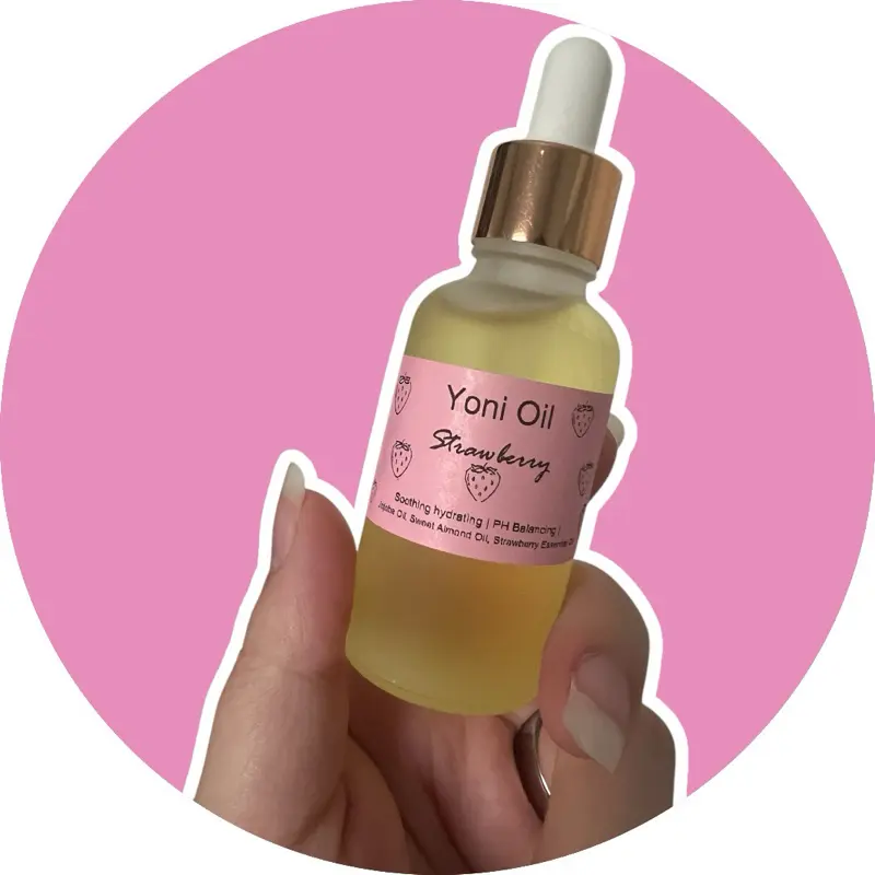 Yoni Oil Hydrating Oil - Strawberry, Balancing pH, 100 ml - Comfort Sweet Almond Oil Jojoba Oil Moisturizer Moisture