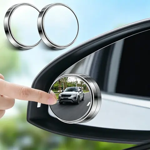 Car Blind Spot Mirrors, 360° Adjustable HD Convex Wide Angle Rearview Mirror, Silver/Black Adhesive Blind Spot Auxiliary Mirror for Cars, SUVs and Trucks