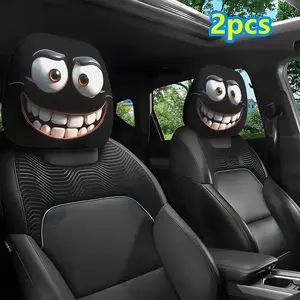 Funny Cartoon Car Headrest Covers Set of 2, Perfect Halloween & Christmas Decorations, Ideal for Long Trips & Daily Commutes, Car Interior Accessory