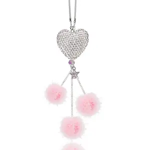 Shiny car stuff Bling rear view mirror accessories Pink rear view mirror accessories Heart car accessories Pink car accessories interior Bling pink car accessories bling Rear view mirror for rear view mirror accessories Car hanging ornament