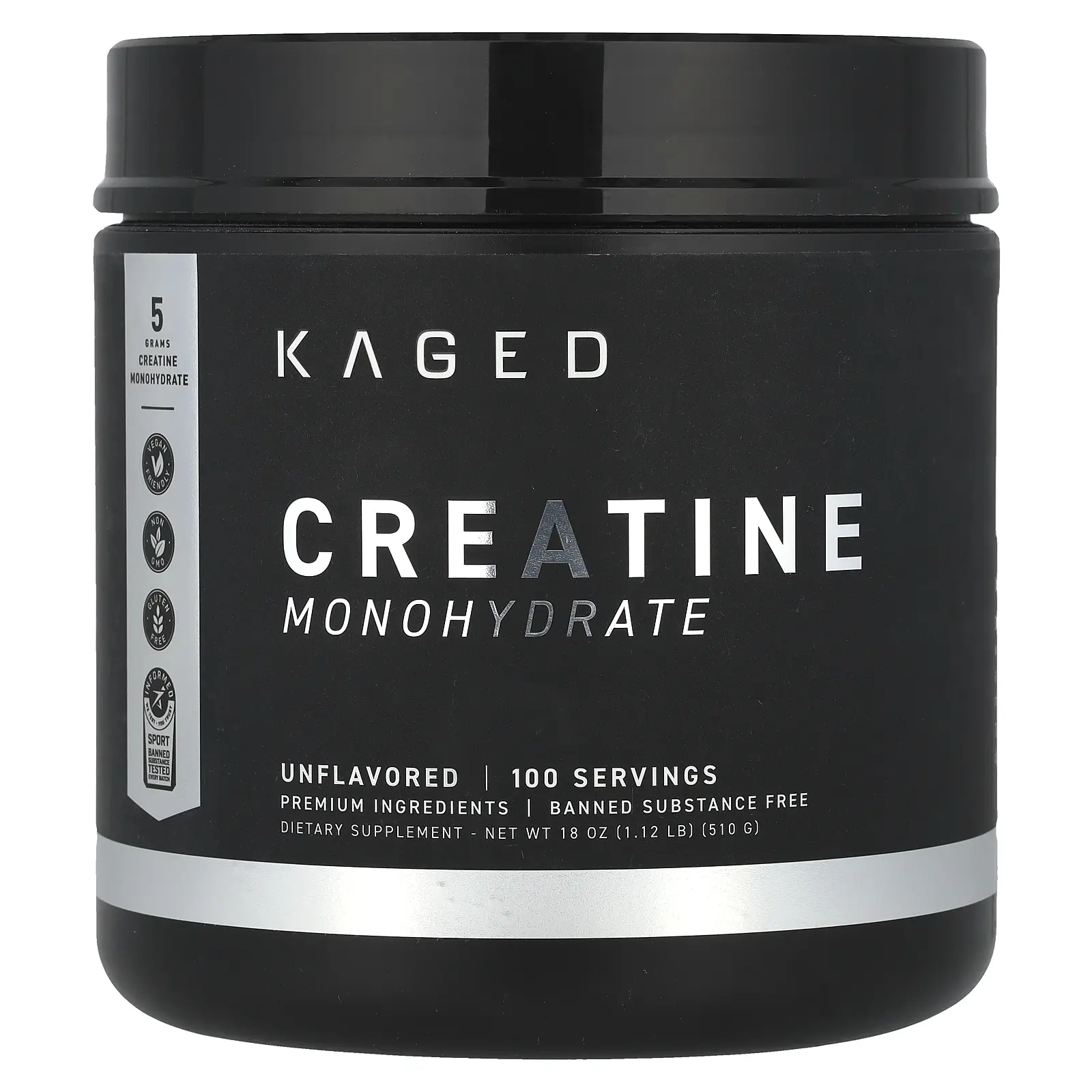 Kaged Creatine Monohydrate, Unflavored, 1.12 lb (510 g)