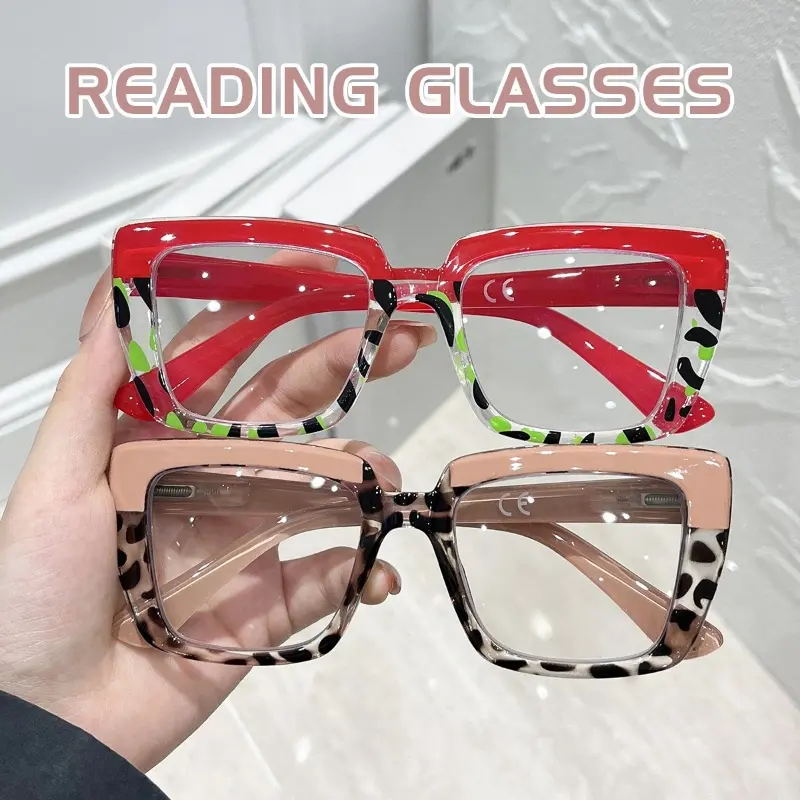2pcs Fashionable and Trendy Square Anti-Blue Light Reading Glasses | Full Rim, Polycarbonate Frame and Lenses, Unisex-Adult, GIGULA Brand for Daily Use