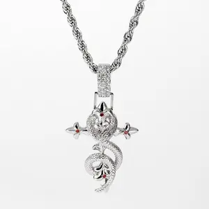 Hip-Hop Iced Out 3D Snake Necklace, 90s Edges Costume Jewelry for Men, Perfect for Streetwear, 3D Snake Necklaces, 90S Edges Necklaces