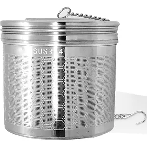 Large Tea Ball Infuser for Loose Leaf Tea & Spice Ball for Cooking Soup, 18/8 304 Stainless Steel, Threaded Lid, Chain Hook, Extra Fine Mesh Tea Strainer Ball for Herb, Iced Tea