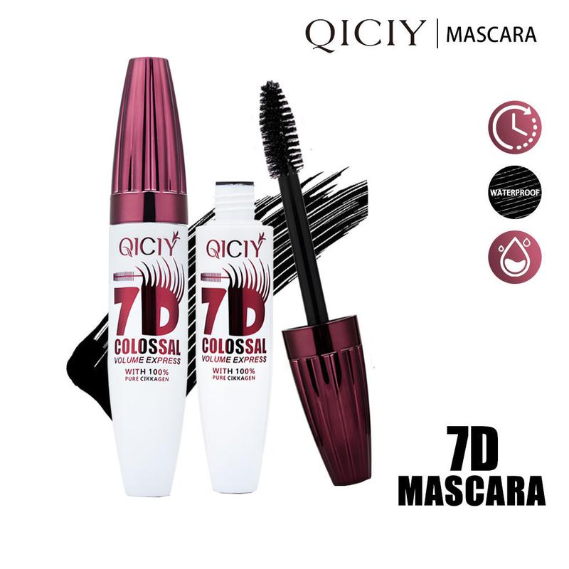 QICIY 7D Colossal Volume Express Flawless Mascara Waterproof Volumizing & Curling Smudge Proof Vegan Cruelty Free Easy Application for Beginners Long Lasting Natural Non Smudged Tubing Mascara for All Ages Skin Types Makeup