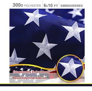 American Flag 300D Embroidered Polyester 6x10 Ft
