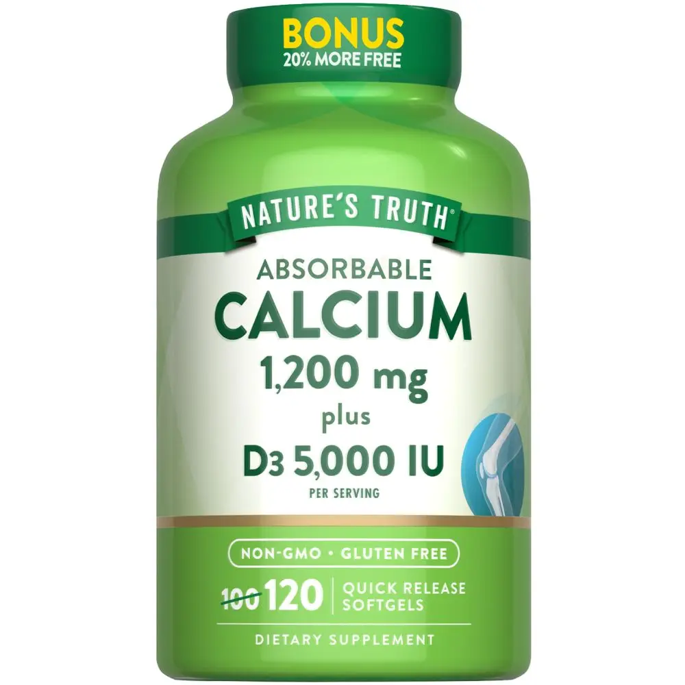 Nature's Truth Absorbable Calcium 1200 mg with Vitamin D3 5000 IU - 120 Softgels - Calcium Carbonate