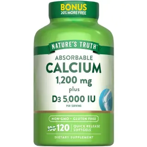 Nature's Truth Absorbable Calcium 1200 mg with Vitamin D3 5000 IU - 120 Softgels - Calcium Carbonate