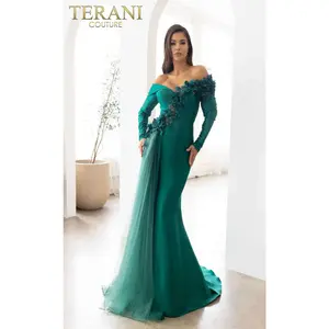 Off Shoulder Trumpet Emerald Dress