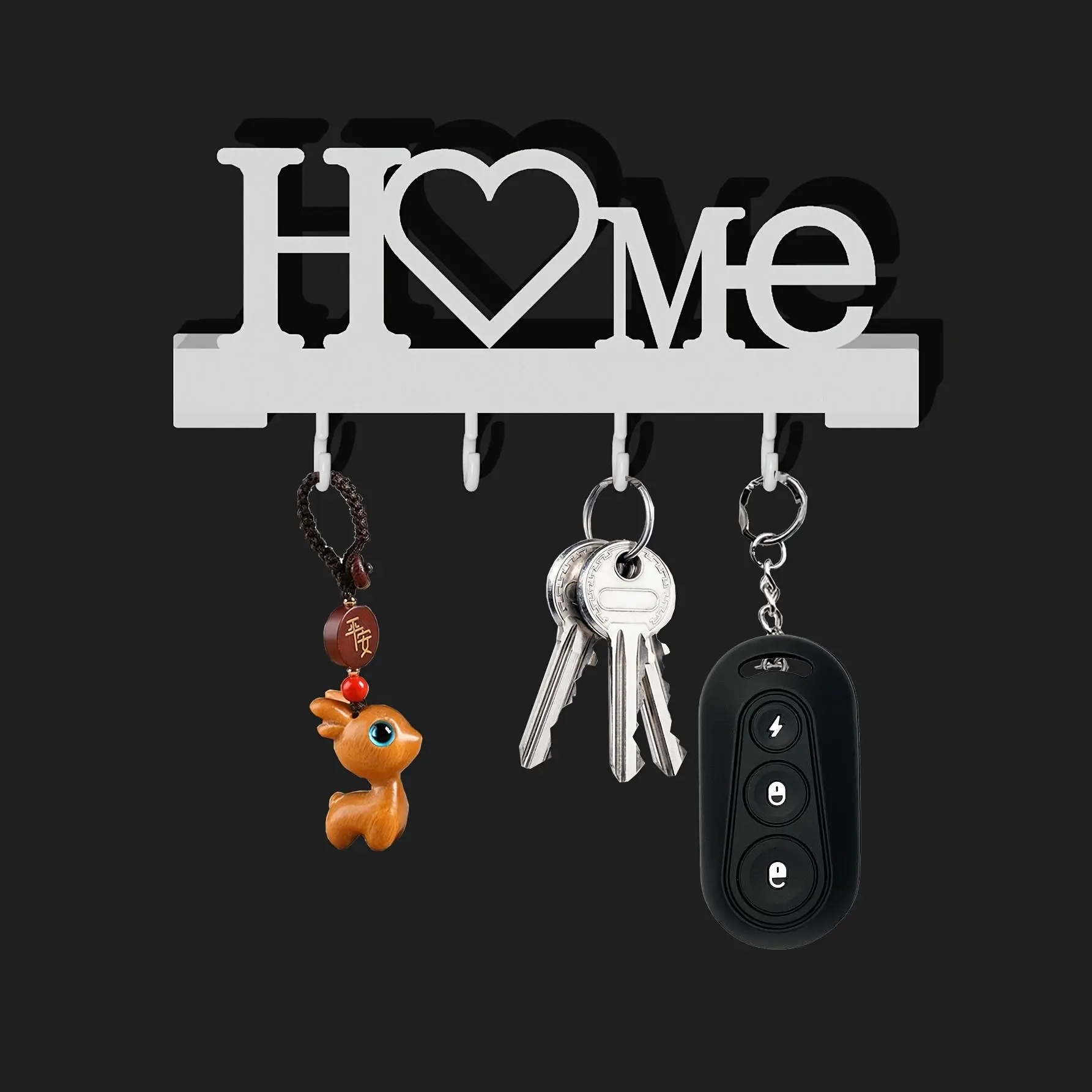 1pc Love-Shape Waterproof Adhesive Wall Hook - No-Drilling Home Supplies Wall Mount Shelf, 0-5 Kg Capacity, Heat Resistant for Keys & Books, Daily Use in Living Room, Office