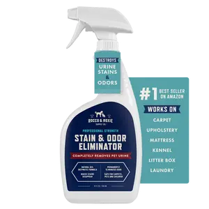 Rocco & Roxie Stain & Odor Eliminator for Strong Odor, 32oz Enzyme Pet Odor Eliminator for Home Cleaning, Carpet Stain Remover for Cats & Dog Pee, Enzymatic Cat Urine Destroyer, Carpet Cleaner Spray Removal Litter