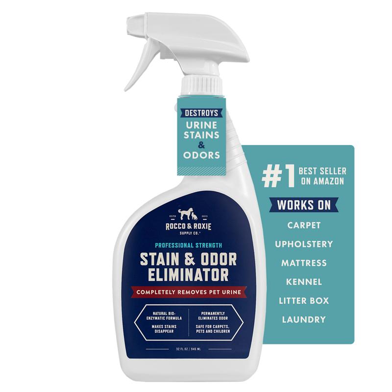 Rocco & Roxie Stain & Odor Eliminator for Strong Odor, 32oz Enzyme Pet Odor Eliminator for Home Cleaning, Carpet Stain Remover for Cats & Dog Pee, Enzymatic Cat Urine Destroyer, Carpet Cleaner Spray Removal Litter