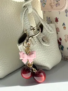 Cute And Girlish Bow-Shaped Cherry Pendant, Non-food, Keychains, Keychain Jewelry, Fashion Items For Women, It Can Be Used For Game Consoles And Water Cups, Suitable For Daily Use, Parties And Birthdays, Best Choice For Giving Gifts, Stylish Keychain
