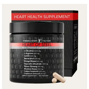 ormulation Factory 10-in-1 Nitric Oxide Blood Flow Supplement | Heart of Steel L-Citrulline 1000mg & L-Arginine + CoQ10, Ginkgo, Resveratrol, Circulation, Energy, Endurance, Pump, 120 Capsules
