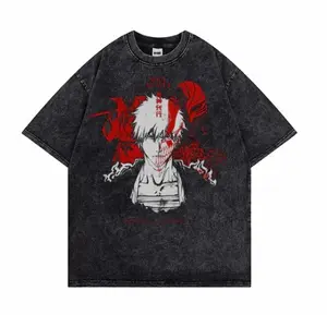 "SHADOW OF DEVIL" - Vintage / Acid Washed Bleach Anime Ichigo Oversized T-Shirt 7PH