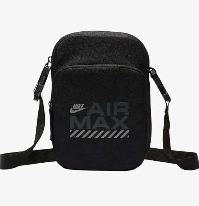 Nike Airmax Casual Crossbody Bag, Black-Reflective Silver (Men's Shoulder Bag for Luggage Use)