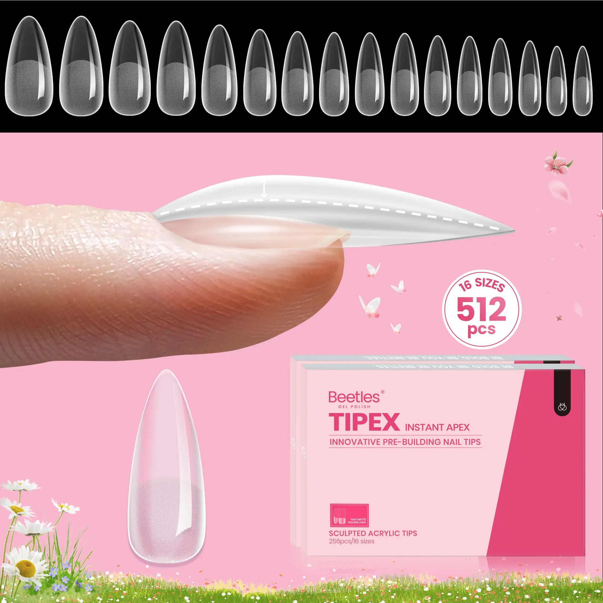 Long Stiletto 16Sizes 512Pcs(Only Tips)