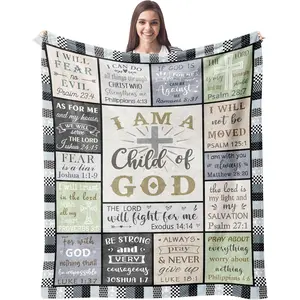 CUJUYO Modern Ultra-Soft Double-Side Heat Print Polyester Flannel Blanket, Multi-Size (50"x40" Included) - Christian Catholic Spiritual Gift for Men - Christmas, Baptism Present