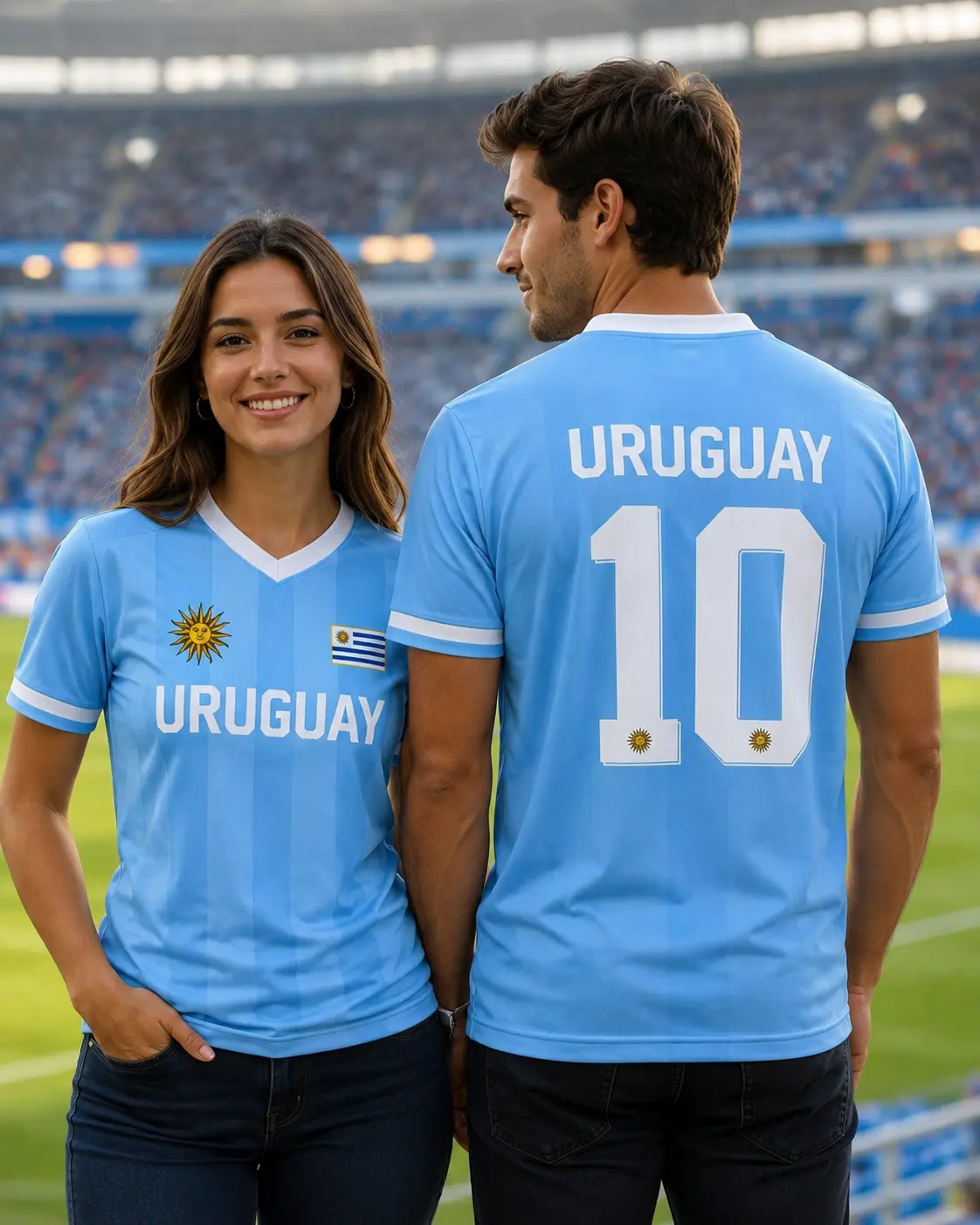 Uruguay Inspired Soccer Jersey, Sky Blue Striped Fan Shirt, Custom Number Football Style Jersey, Country Pride Sports Tee for Men Women