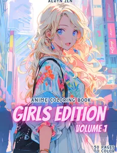 Anime Coloring Book: Girls Edition 1: Manga Art & Anime Enthusiasts Stress Relief Adult Coloring