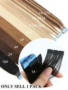 10pcs Real Hair Mini Invisible Tape in Human Hair extensions, Easy Fast DIY Home Use, Lightweight Adds Length and Thickness, Natural Looking Hair Extensions, Hair Pieces, Invisible Extension Hairpiece